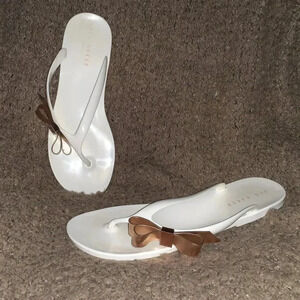 TED BAKER London-Suszie-White w/Rose Gold Bow Jelly Flip Flops-Sz 40-Excellent